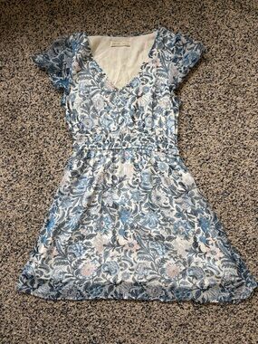 Abercrombie V-Neck Blue and Cream Summer Dress
